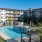 a swimming pool in a courtyard